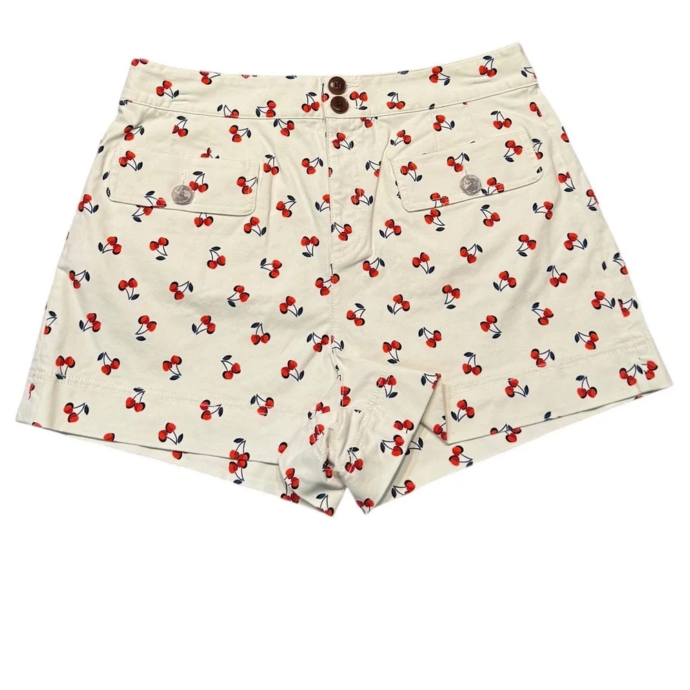 Kate Spade New York Cherry Toss‎ Shorts Fruit Print High Rise Womens 14 NWOT (J)